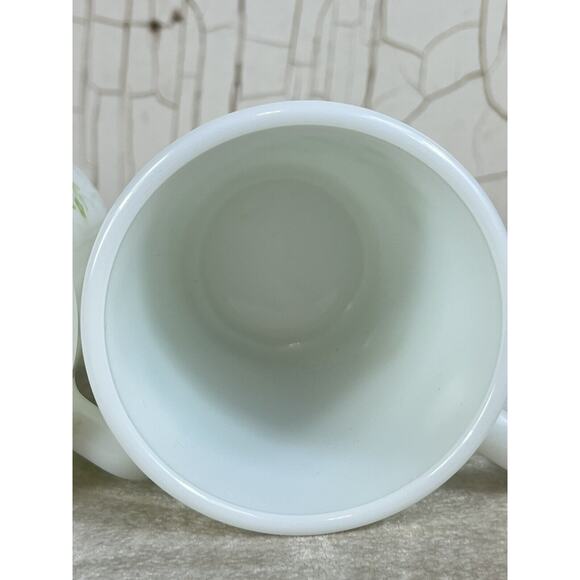 Pyrex Summer Impressions Green Milk Glass Set With 2 Coffee Cups And Creamer - Picture 8 of 12